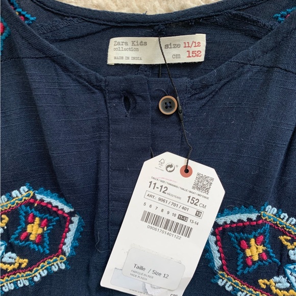 Zara Girls Navy Blue Embroidered Dress - Picture 3 of 3